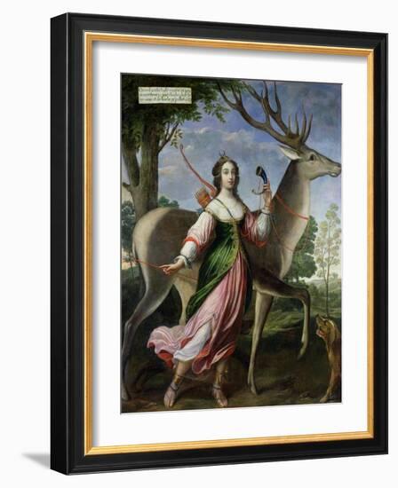 Marie De Rohan-Montbazon (1600-79) Duchess of Chevreuse as Diana the Huntress-Claude Deruet-Framed Giclee Print