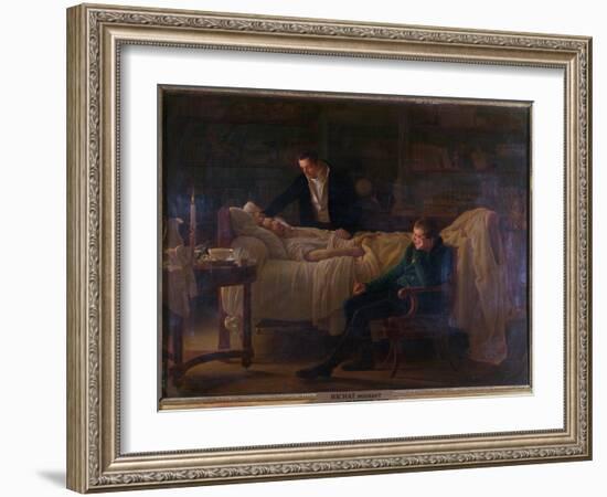 Marie Francois Xavier Bichat Dying Surrounded by the Doctors Esparon and Philibert Joseph Roux-Louis Hersent-Framed Giclee Print