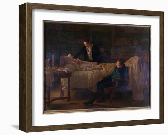 Marie Francois Xavier Bichat Dying Surrounded by the Doctors Esparon and Philibert Joseph Roux-Louis Hersent-Framed Giclee Print