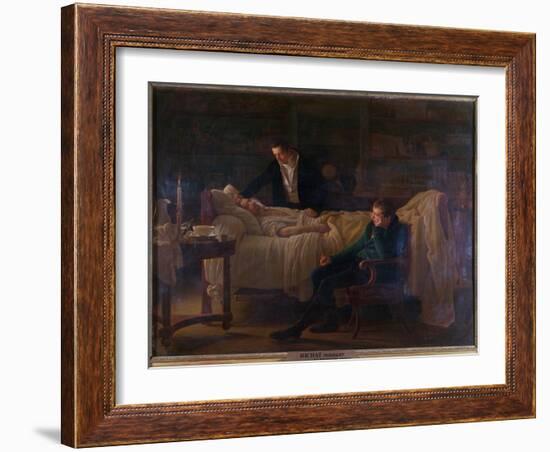 Marie Francois Xavier Bichat Dying Surrounded by the Doctors Esparon and Philibert Joseph Roux-Louis Hersent-Framed Giclee Print