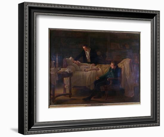 Marie Francois Xavier Bichat Dying Surrounded by the Doctors Esparon and Philibert Joseph Roux-Louis Hersent-Framed Giclee Print