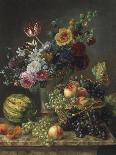 Rich Still Life of Fruit and Flowers-Marie-josephine Hellemans-Framed Premier Image Canvas