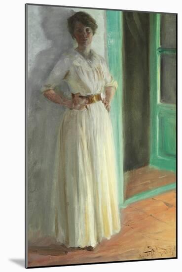 Marie Kroyer - Full Length Portrait - Evening with Lamplight on the Terrace-Peter Severin Kroyer-Mounted Giclee Print