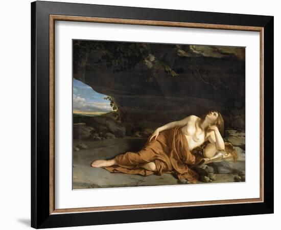 Marie Madeleine Repentante - Repentant Mary Magdalene - Orazio Gentileschi (1563-1638). Oil on Canv-Orazio Gentileschi-Framed Giclee Print