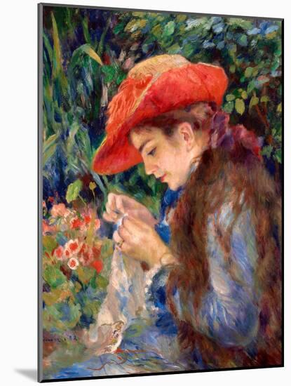 Marie-Thérèse Durand-Ruel Sewing, 1882-Pierre-Auguste Renoir-Mounted Art Print