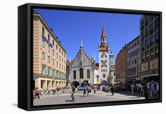 Marienplatz Square with Old City Hall in Munich, Upper Bavaria, Bavaria, Germany, Europe-Hans-Peter Merten-Framed Premier Image Canvas