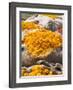 Marigolds Tied Up in Sacking Ready for Sale, Flower Market, Bari Chaupar, Jaipur, Rajasthan-Annie Owen-Framed Photographic Print