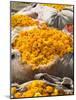 Marigolds Tied Up in Sacking Ready for Sale, Flower Market, Bari Chaupar, Jaipur, Rajasthan-Annie Owen-Mounted Photographic Print