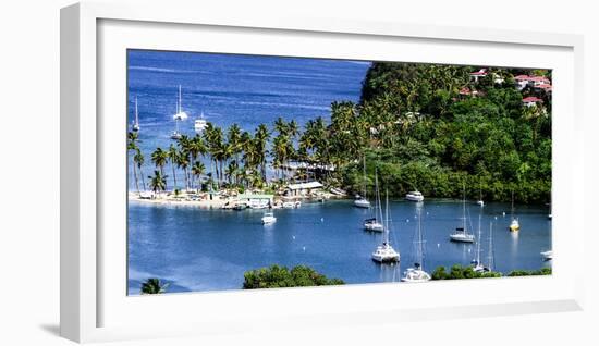 Marigot Bay, St. Lucia, Caribbean. marina, boats, palm trees, cove-Jolly Sienda-Framed Photographic Print