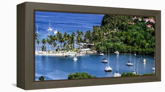 Marigot Bay, St. Lucia, Caribbean. marina, boats, palm trees, cove-Jolly Sienda-Framed Premier Image Canvas