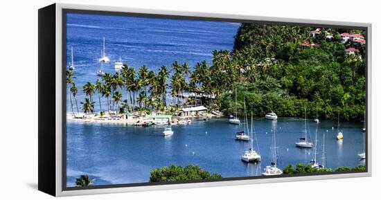 Marigot Bay, St. Lucia, Caribbean. marina, boats, palm trees, cove-Jolly Sienda-Framed Premier Image Canvas