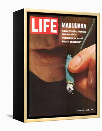 Marijuana, Man with Joint by his Mouth, October 31, 1969-Co Rentmeester-Framed Premier Image Canvas