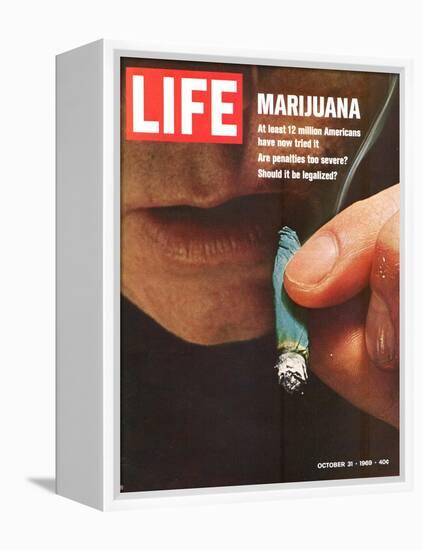 Marijuana, Man with Joint by his Mouth, October 31, 1969-Co Rentmeester-Framed Premier Image Canvas