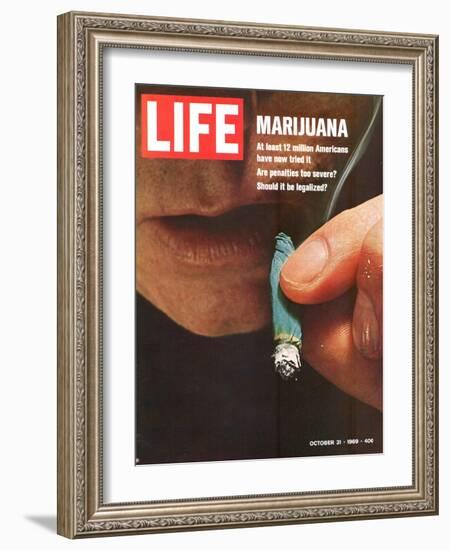 Marijuana, Man with Joint by his Mouth, October 31, 1969-Co Rentmeester-Framed Photographic Print