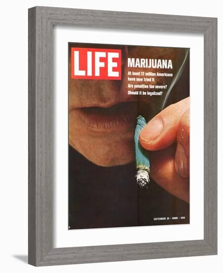 Marijuana, Man with Joint by his Mouth, October 31, 1969-Co Rentmeester-Framed Photographic Print