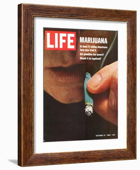 Marijuana, Man with Joint by his Mouth, October 31, 1969-Co Rentmeester-Framed Photographic Print