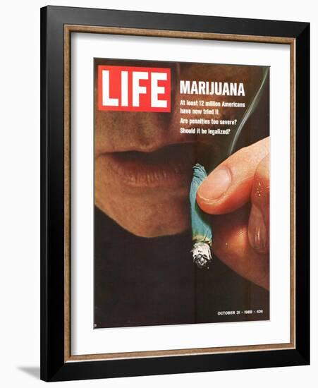 Marijuana, Man with Joint by his Mouth, October 31, 1969-Co Rentmeester-Framed Photographic Print