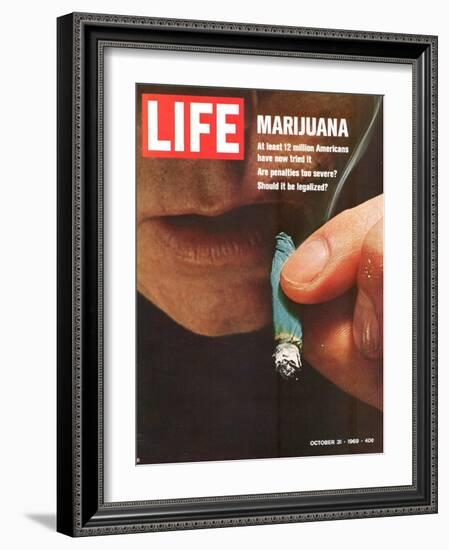 Marijuana, Man with Joint by his Mouth, October 31, 1969-Co Rentmeester-Framed Photographic Print