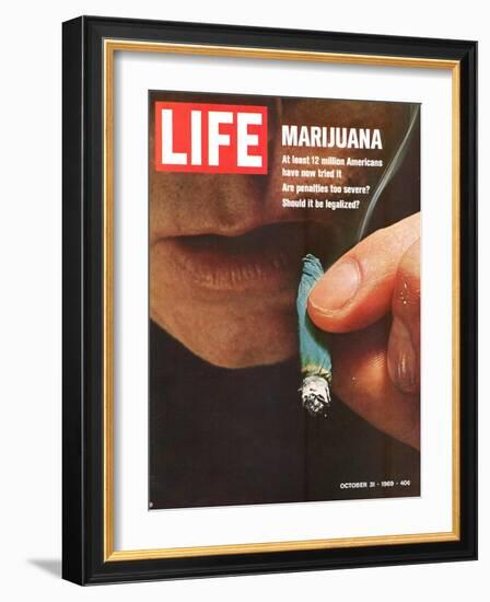 Marijuana, Man with Joint by his Mouth, October 31, 1969-Co Rentmeester-Framed Photographic Print