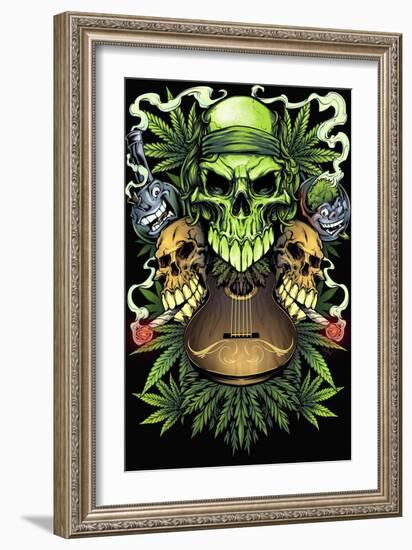 Marijuana Skulls Full Color-FlyLand Designs-Framed Giclee Print
