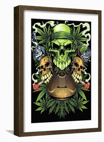 Marijuana Skulls Full Color-FlyLand Designs-Framed Giclee Print