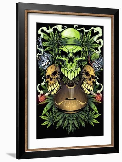 Marijuana Skulls Full Color-FlyLand Designs-Framed Giclee Print