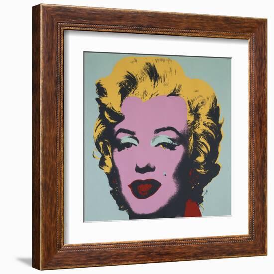 Marilyn, 1967 (on blue ground)-Andy Warhol-Framed Art Print