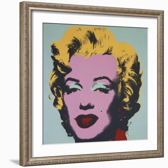 Marilyn, 1967 (on blue ground)-Andy Warhol-Framed Art Print