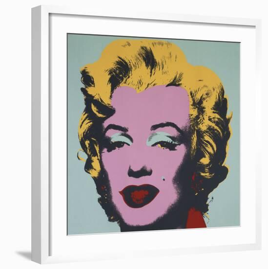 Marilyn, 1967 (on blue ground)-Andy Warhol-Framed Art Print