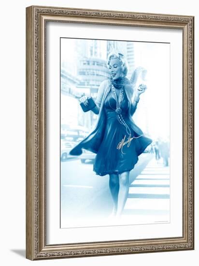 Marilyn in the City Blue-JJ Brando-Framed Art Print