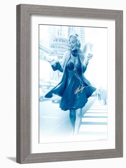 Marilyn in the City Blue-JJ Brando-Framed Art Print