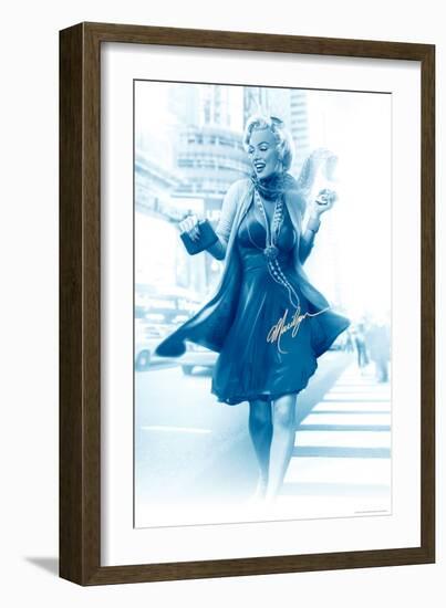 Marilyn in the City Blue-JJ Brando-Framed Art Print