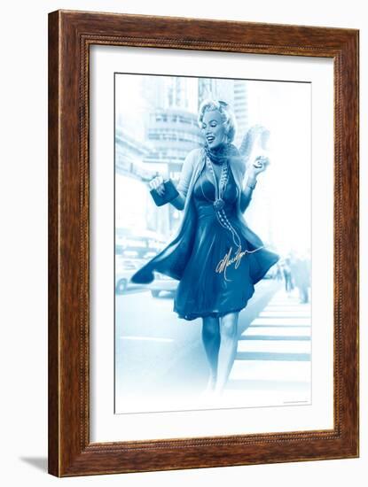 Marilyn in the City Blue-JJ Brando-Framed Art Print
