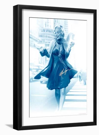 Marilyn in the City Blue-JJ Brando-Framed Art Print