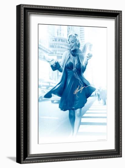 Marilyn in the City Blue-JJ Brando-Framed Art Print