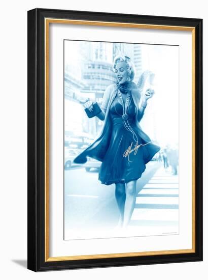 Marilyn in the City Blue-JJ Brando-Framed Art Print