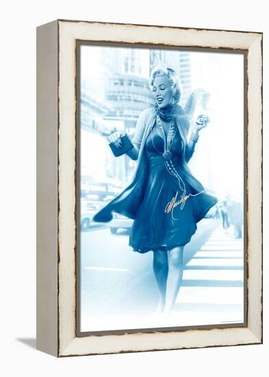 Marilyn in the City Blue-JJ Brando-Framed Stretched Canvas