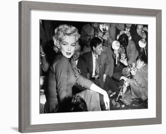 Marilyn Monroe, 1954. Marilyn Monroe In Japan for His Honeymoon With Joe Dimaggio, 1954-null-Framed Photographic Print