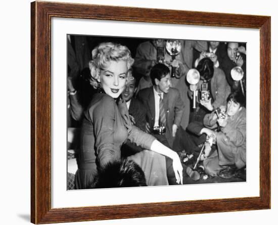 Marilyn Monroe, 1954. Marilyn Monroe In Japan for His Honeymoon With Joe Dimaggio, 1954-null-Framed Photographic Print