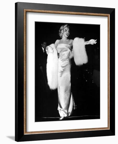 Marilyn Monroe at Premiere of Film "Call Me Madam" on March 4, 1953-null-Framed Photo