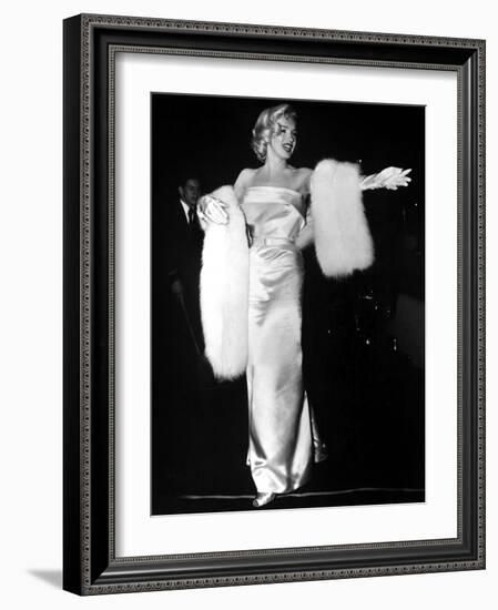 Marilyn Monroe at Premiere of Film "Call Me Madam" on March 4, 1953-null-Framed Photo