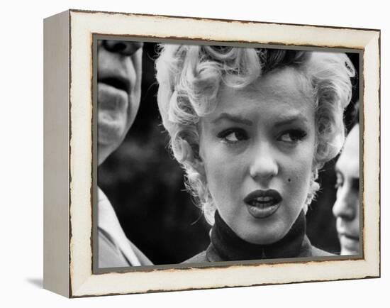 Marilyn Monroe Face Reporters After Announcement Divorce From Baseball Great Joe DiMaggio-George Silk-Framed Premier Image Canvas