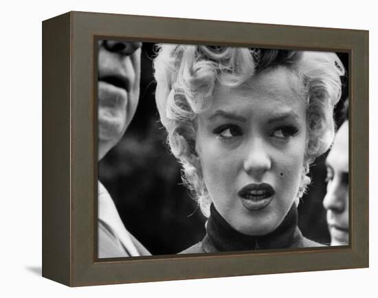 Marilyn Monroe Face Reporters After Announcement Divorce From Baseball Great Joe DiMaggio-George Silk-Framed Premier Image Canvas