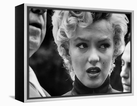 Marilyn Monroe Face Reporters After Announcement Divorce From Baseball Great Joe DiMaggio-George Silk-Framed Premier Image Canvas