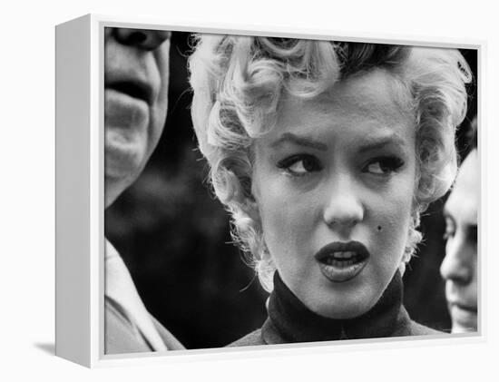 Marilyn Monroe Face Reporters After Announcement Divorce From Baseball Great Joe DiMaggio-George Silk-Framed Premier Image Canvas