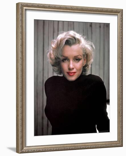 Marilyn Monroe on Patio Outside of Her Home-Alfred Eisenstaedt-Framed Premium Photographic Print