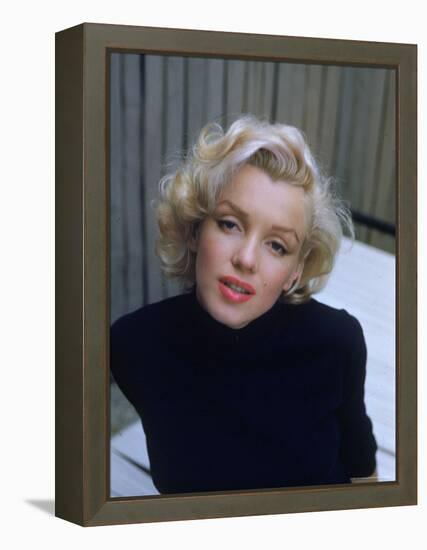 Marilyn Monroe on Patio Outside of Her Home-Alfred Eisenstaedt-Framed Premier Image Canvas