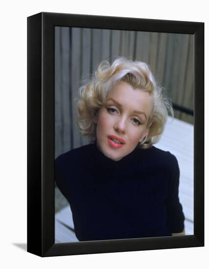 Marilyn Monroe on Patio Outside of Her Home-Alfred Eisenstaedt-Framed Premier Image Canvas