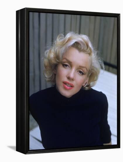 Marilyn Monroe on Patio Outside of Her Home-Alfred Eisenstaedt-Framed Premier Image Canvas