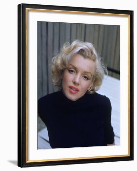 Marilyn Monroe on Patio Outside of Her Home-Alfred Eisenstaedt-Framed Premium Photographic Print